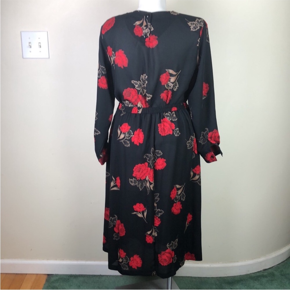 Vintage Alfred Dunner Skirt Set Black Long Sleeve Red Rose - Picture 7 of 8